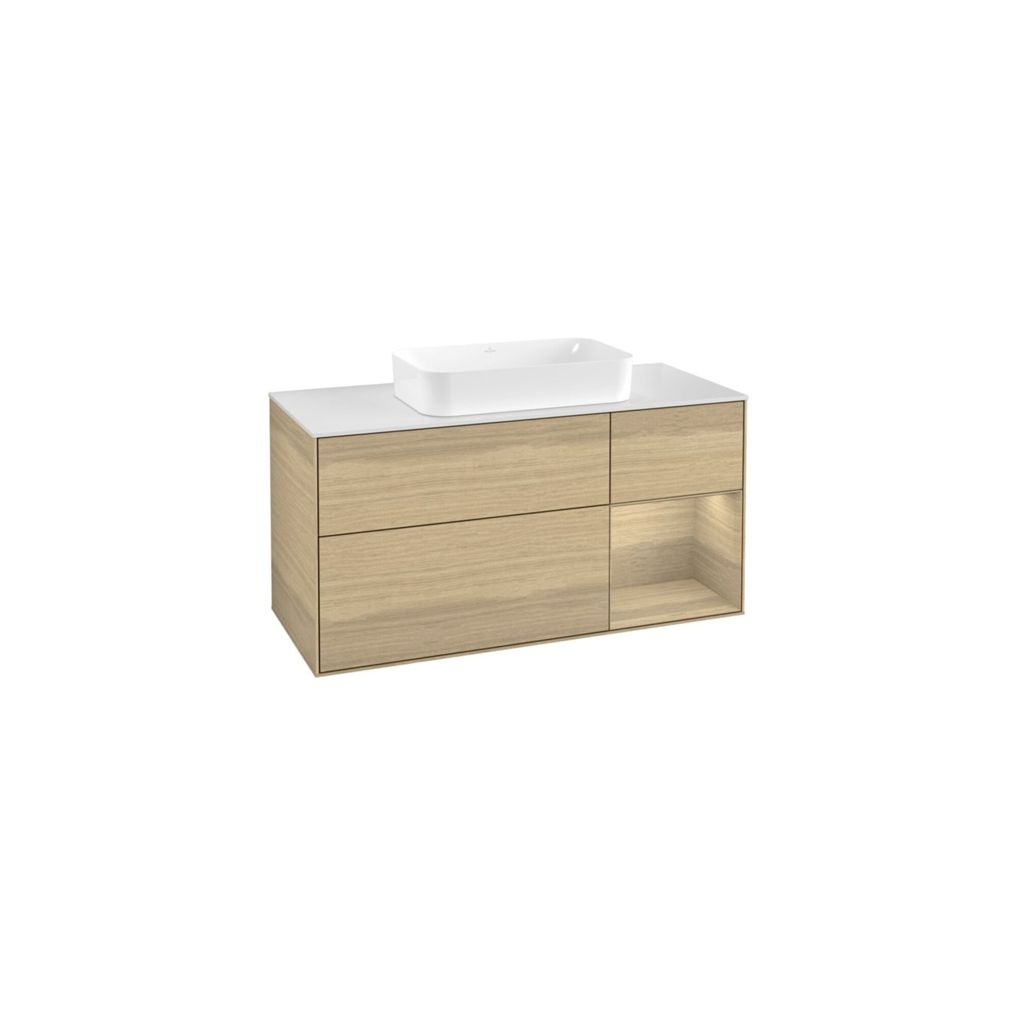 V&B Waschtischunterschrank Wandbeleuchtung Finion 120x60 cm, Reg re Oak Veneer, Oak Veneer ; Villeroy & Boch