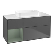 V&B Waschtischunterschrank Wandbeleuchtung Finion 120x60 cm, Reg re Oli. m Lac, Anthrac. m
