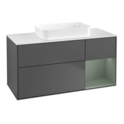 V&B Waschtischunterschrank Wandbeleuchtung Finion 120x60 cm, Reg re Oli. m Lac, Anthrac. m