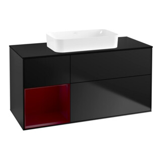 V&B Waschtischunterschrank Wandbeleuchtung Finion 120x60 cm, Reg re Peo, bla matt lacquer