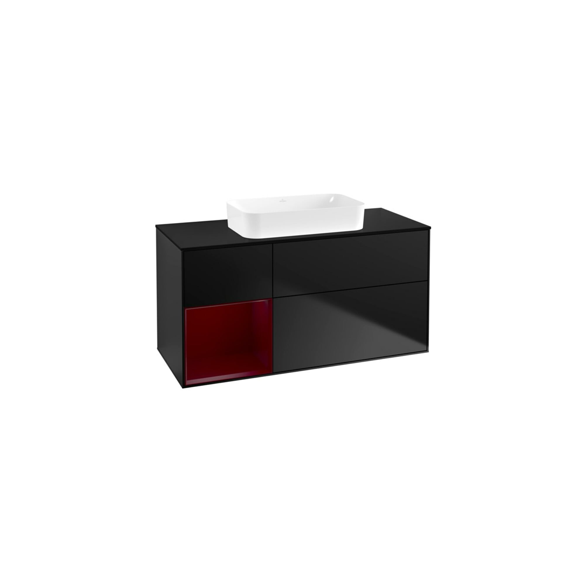 V&B Waschtischunterschrank Wandbeleuchtung Finion 120x60 cm, Reg re Peo, bla matt lacquer ; Villeroy & Boch