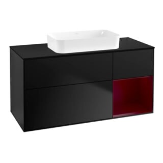V&B Waschtischunterschrank Wandbeleuchtung Finion 120x60 cm, Reg re Peo, bla matt lacquer
