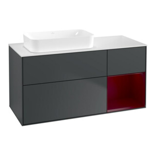 V&B Waschtischunterschrank Wandbeleuchtung Finion 120x60 cm, Reg re Peo, md bl. m Lacquer