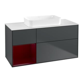 V&B Waschtischunterschrank Wandbeleuchtung Finion 120x60 cm, Reg re Peo, md bl. m Lacquer