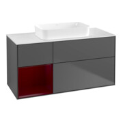 V&B Waschtischunterschrank Wandbeleuchtung Finion 120x60 cm, Reg re Peony, Anthracite matt