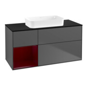 V&B Waschtischunterschrank Wandbeleuchtung Finion 120x60 cm, Reg re Peony, Anthracite matt