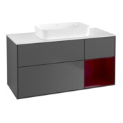 V&B Waschtischunterschrank Wandbeleuchtung Finion 120x60 cm, Reg re Peony, Anthracite matt