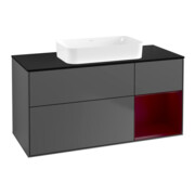 V&B Waschtischunterschrank Wandbeleuchtung Finion 120x60 cm, Reg re Peony, Anthracite matt