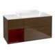 V&B Waschtischunterschrank Wandbeleuchtung Finion 120x60 cm, Reg re Peony, Walnut veneer-1