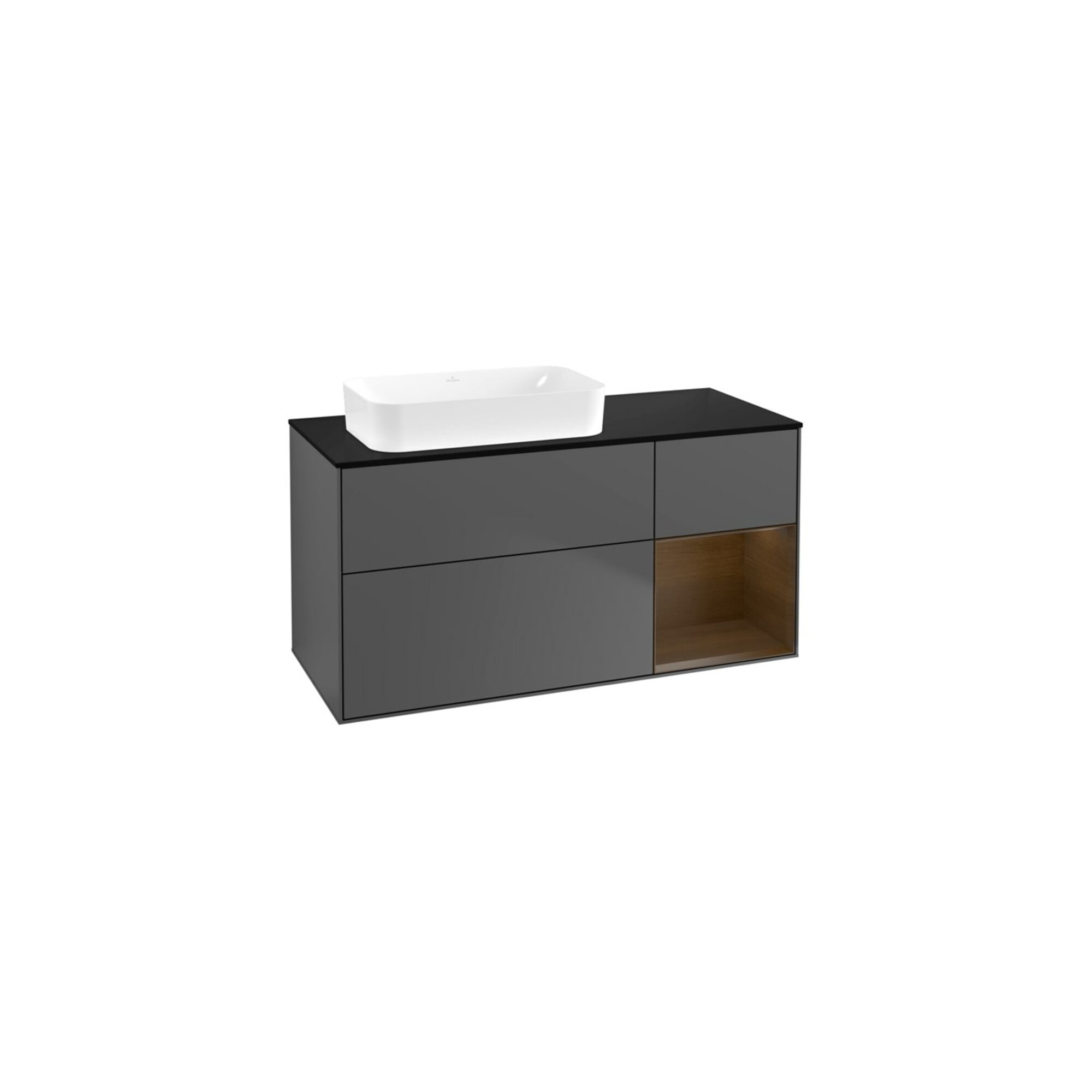 V&B Waschtischunterschrank Wandbeleuchtung Finion 120x60 cm, Reg re wal ven, Anthrac. matt ; Villeroy & Boch