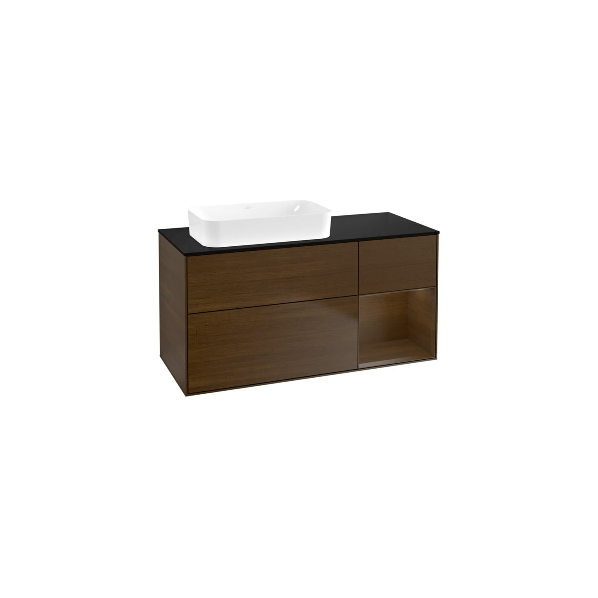 V&B Waschtischunterschrank Wandbeleuchtung Finion 120x60 cm, Reg re wal ven, Walnut veneer ; Villeroy & Boch