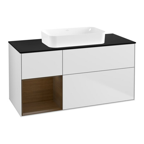 V&B Waschtischunterschrank Wandbeleuchtung Finion 120x60 cm, Reg re wal ven, wh. m lacquer