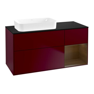 V&B Waschtischunterschrank Wandbeleuchtung Finion 120x60 cm, Reg re wal veneer, Peony Matt