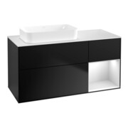 V&B Waschtischunterschrank Wandbeleuchtung Finion 120x60 cm, Reg re wh. m Lac, bla m Lac