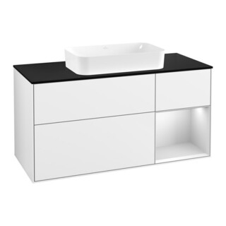 V&B Waschtischunterschrank Wandbeleuchtung Finion 120x60 cm, Reg re wh. m Lac, glo wh. Lac