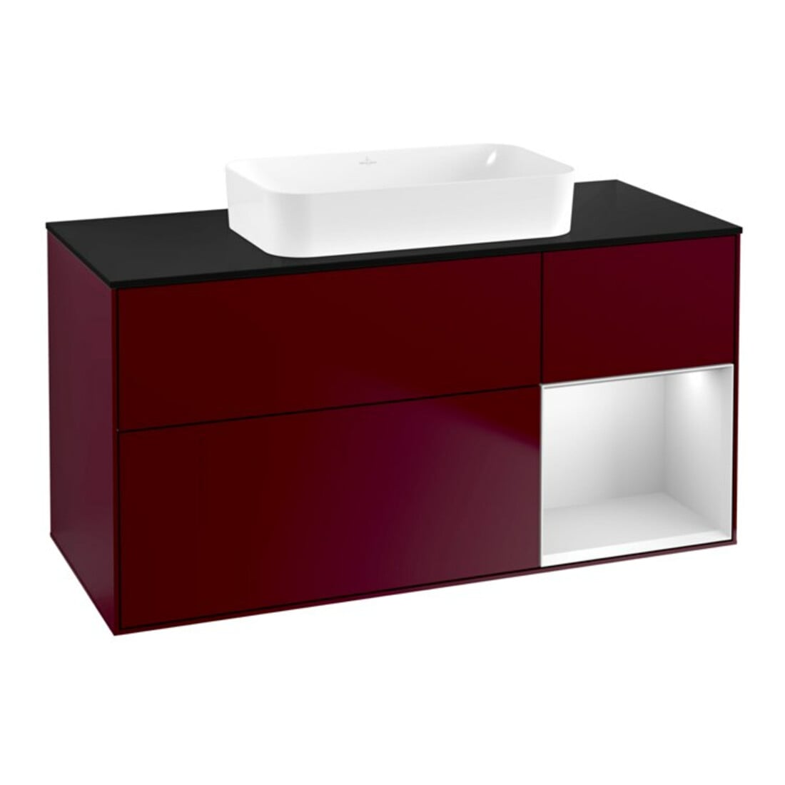 V&B Waschtischunterschrank Wandbeleuchtung Finion 120x60 cm, Reg re wh. m Lac, Peony Matt