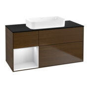 V&B Waschtischunterschrank Wandbeleuchtung Finion 120x60 cm, Reg re wh. m Lac, wal veneer