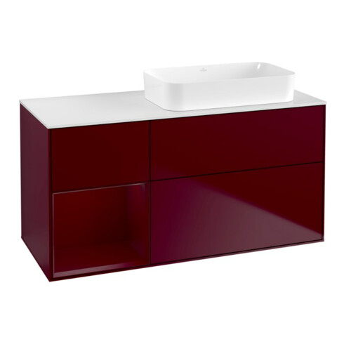 V&B Waschtischunterschrank Wandbeleuchtung Finion 120x60 cm, Regal links Peony, Peony Matt