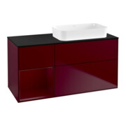 V&B Waschtischunterschrank Wandbeleuchtung Finion 120x60 cm, Regal links Peony, Peony Matt