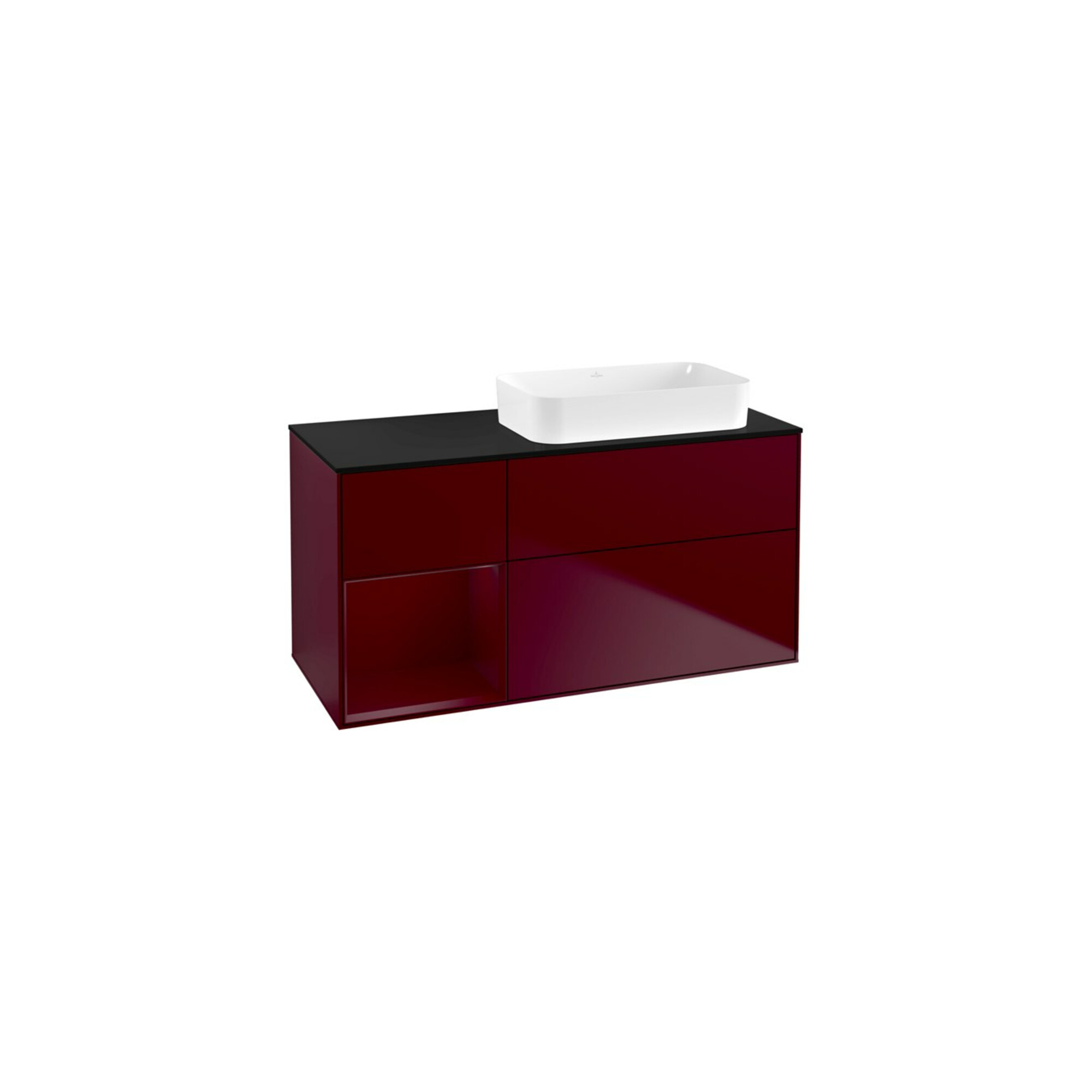 V&B Waschtischunterschrank Wandbeleuchtung Finion 120x60 cm, Regal links Peony, Peony Matt ; Villeroy & Boch