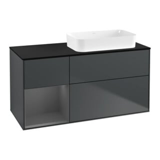V&B Waschtischunterschrank Wandbeleuchtung Finion 120x60 cm, Rg l Anthrac. m, md bl. m Lac