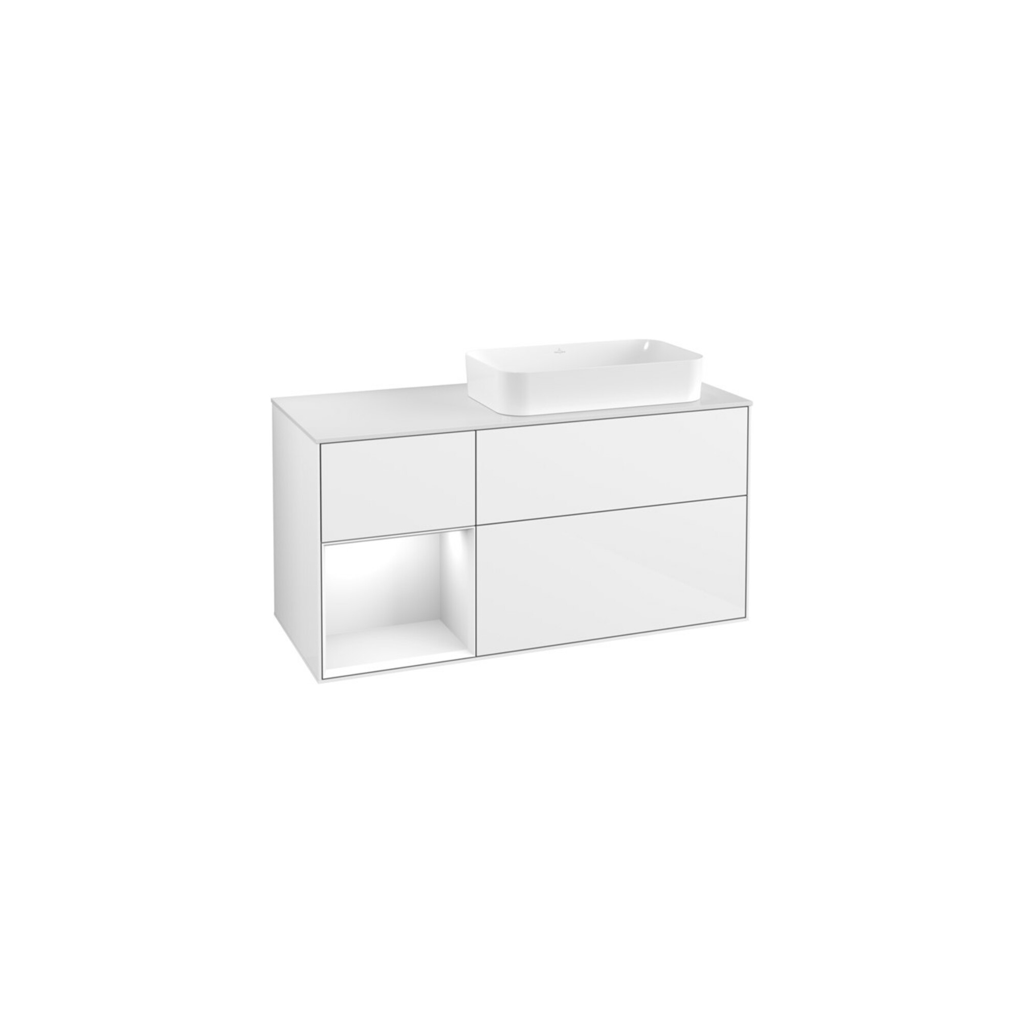 V&B Waschtischunterschrank Wandbeleuchtung Finion 120x60 cm, Rg l glo wh. Lac, glo wh. Lac ; Villeroy & Boch