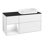 V&B Waschtischunterschrank Wandbeleuchtung Finion 120x60 cm, Rg l glo wh. Lac, glo wh. Lac