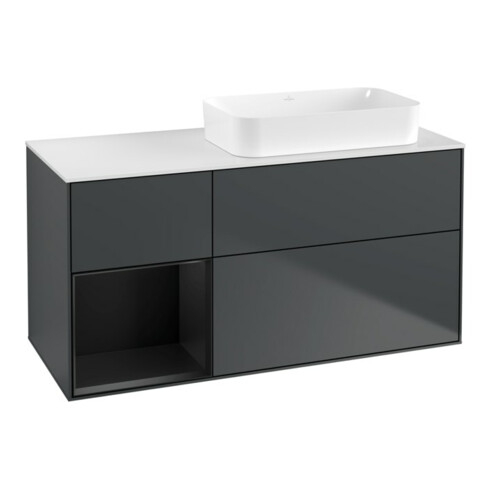 V&B Waschtischunterschrank Wandbeleuchtung Finion 120x60 cm, Rg li bla m Lac, md bl. m Lac