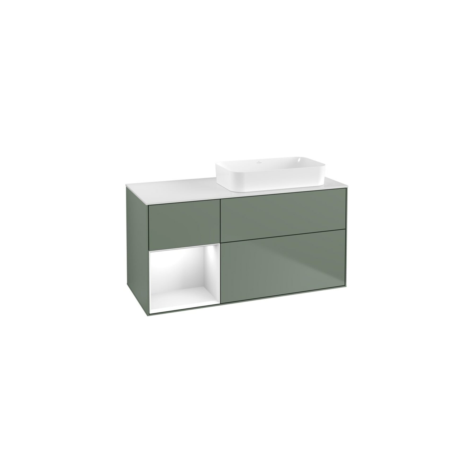 V&B Waschtischunterschrank Wandbeleuchtung Finion 120x60 cm, Rg li glo wh. Lac, Oli. m Lac ; Villeroy & Boch