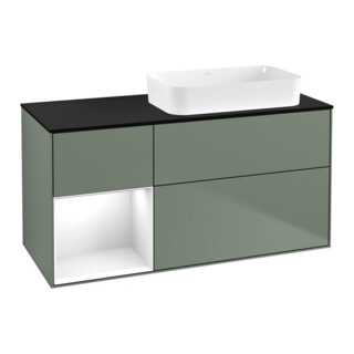 V&B Waschtischunterschrank Wandbeleuchtung Finion 120x60 cm, Rg li glo wh. Lac, Oli. m Lac