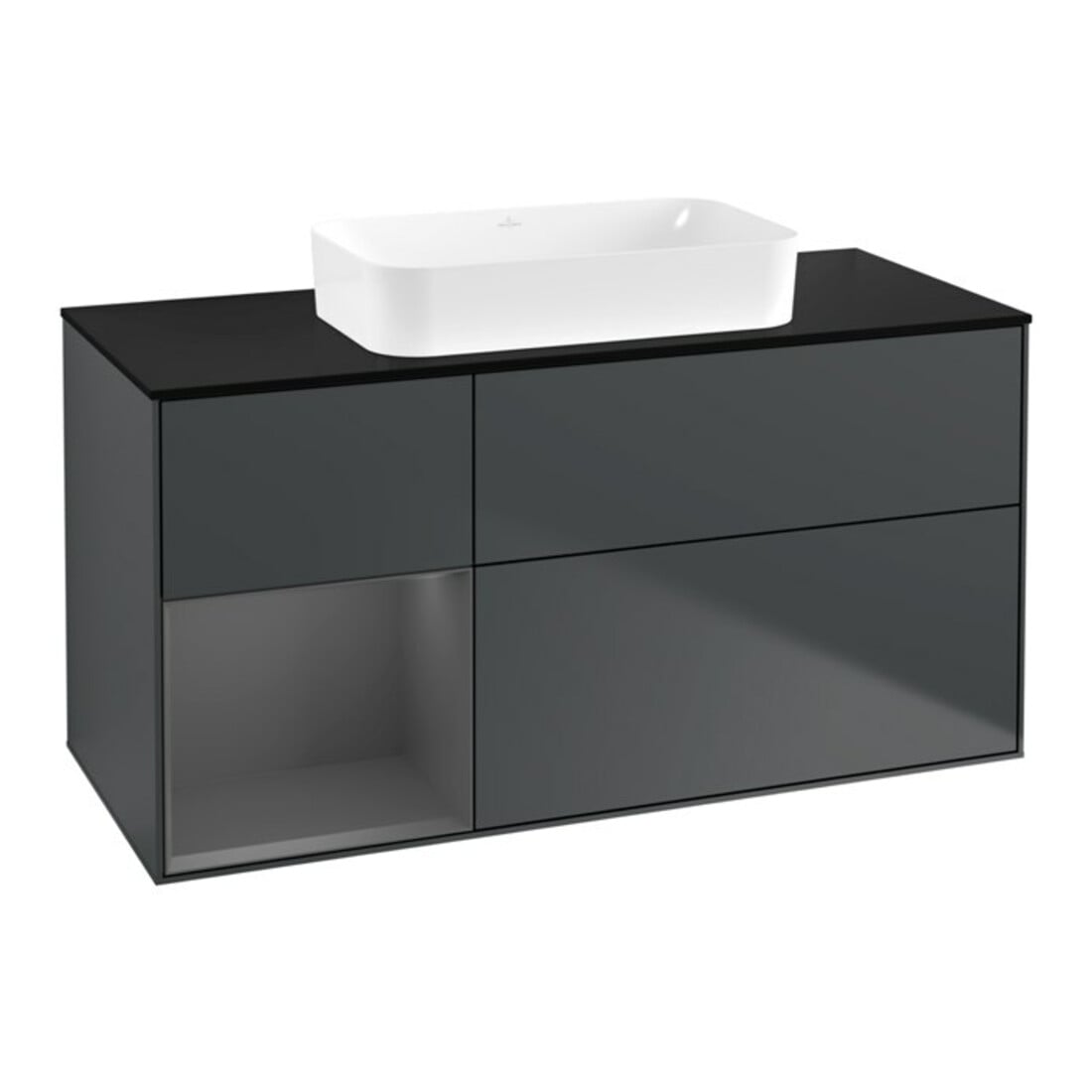 V&B Waschtischunterschrank Wandbeleuchtung Finion 120x60 cm, Rg r Anthrac. m, md bl. m Lac