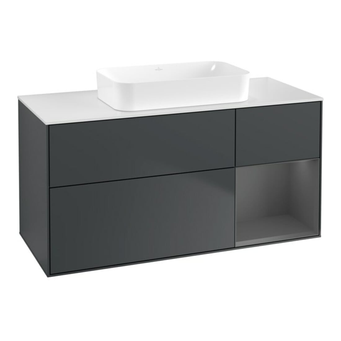 V&B Waschtischunterschrank Wandbeleuchtung Finion 120x60 cm, Rg r Anthrac. m, md bl. m Lac