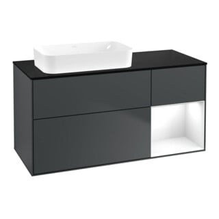 V&B Waschtischunterschrank Wandbeleuchtung Finion 120x60 cm, Rg r g wh. Lac, md bl. m Lac