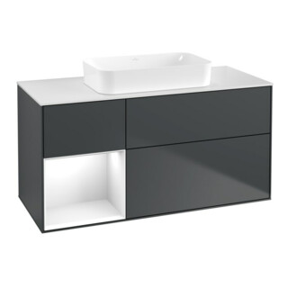 V&B Waschtischunterschrank Wandbeleuchtung Finion 120x60 cm, Rg r g wh. Lac, md bl. m Lac