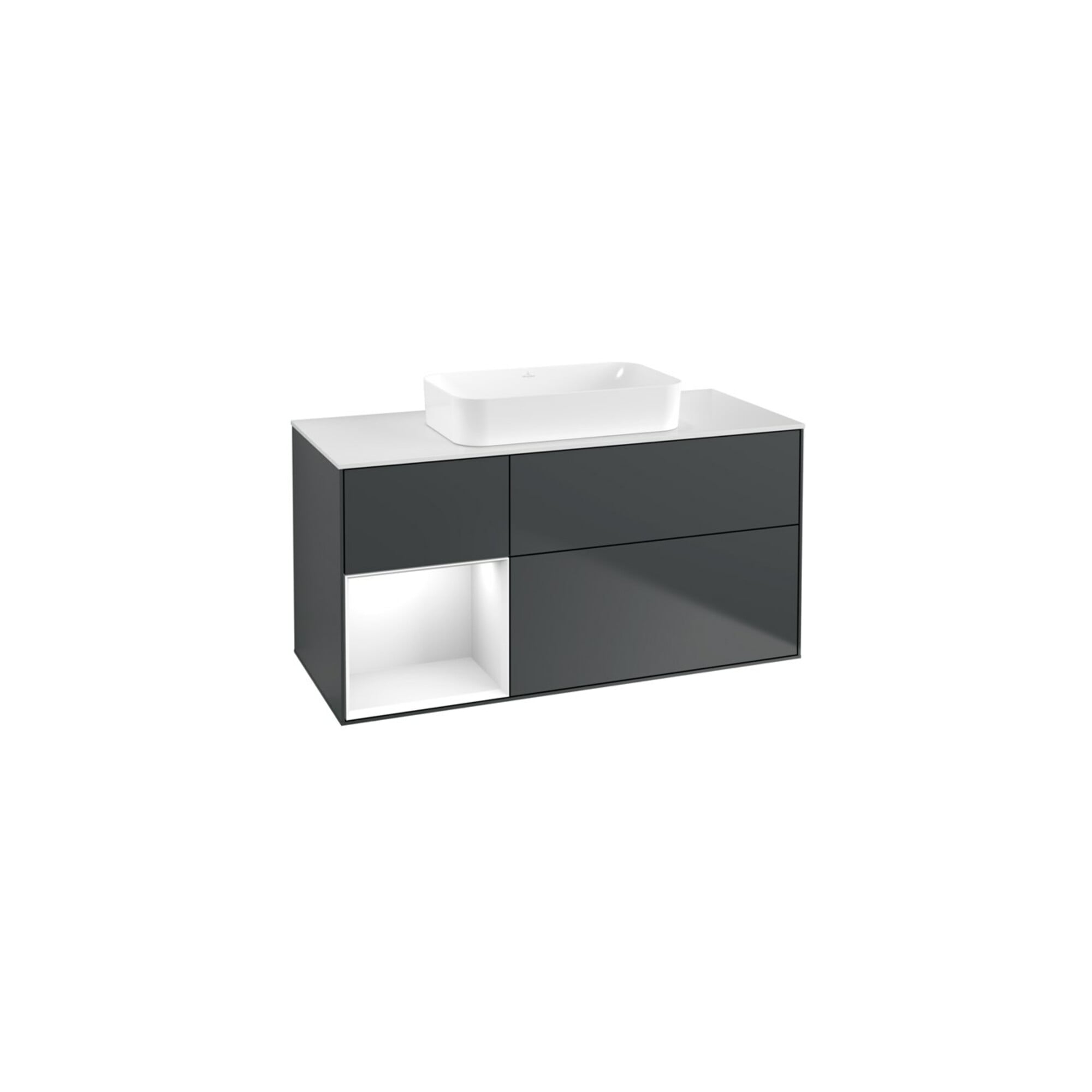V&B Waschtischunterschrank Wandbeleuchtung Finion 120x60 cm, Rg r g wh. Lac, md bl. m Lac ; Villeroy & Boch