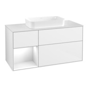 V&B Waschtischunterschrank Wandbeleuchtung Finion 120x60 cm, Rg r glo wh. Lac, glo wh. Lac
