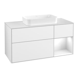 V&B Waschtischunterschrank Wandbeleuchtung Finion 120x60 cm, Rg r glo wh. Lac, glo wh. Lac