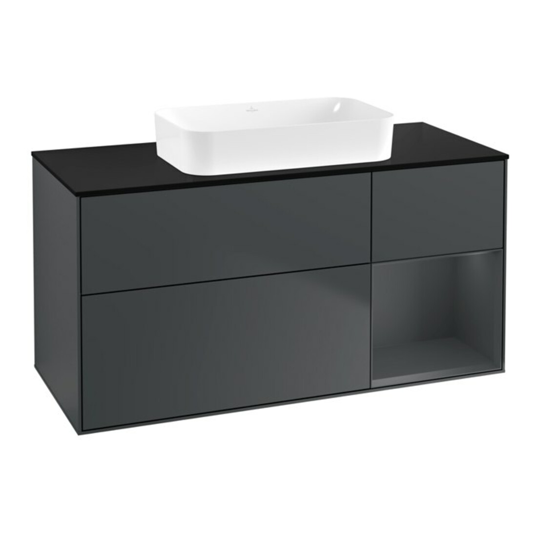 V&B Waschtischunterschrank Wandbeleuchtung Finion 120x60 cm, Rg r md b m Lac, md bl. m Lac