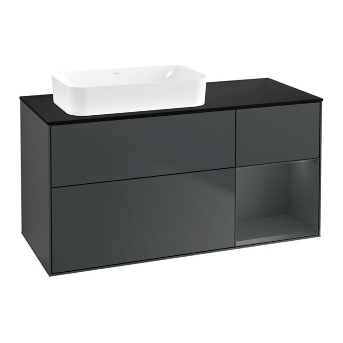 V&B Waschtischunterschrank Wandbeleuchtung Finion 120x60 cm, Rg r md b m Lac, md bl. m Lac