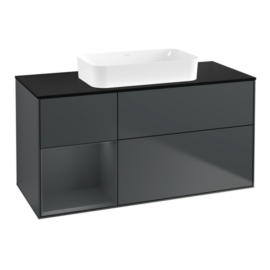 V&B Waschtischunterschrank Wandbeleuchtung Finion 120x60 cm, Rg r md b m Lac, md bl. m Lac