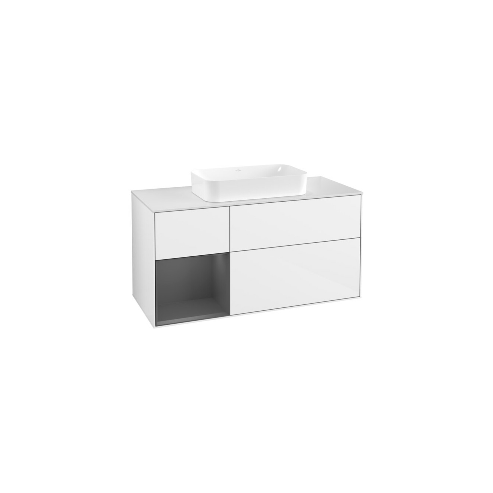 V&B Waschtischunterschrank Wandbeleuchtung Finion 120x60 cm, Rg re Anthrac. m, glo wh. Lac ; Villeroy & Boch