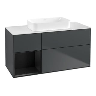 V&B Waschtischunterschrank Wandbeleuchtung Finion 120x60 cm, Rg re bla m Lac, md bl. m Lac