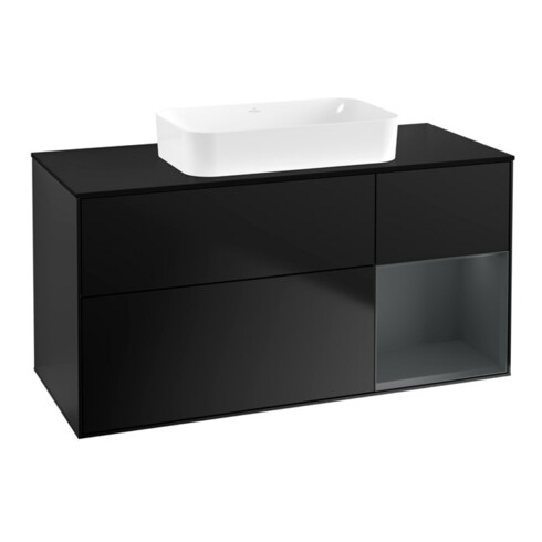 V&B Waschtischunterschrank Wandbeleuchtung Finion 120x60 cm, Rg re md bl. m Lac, bla m Lac