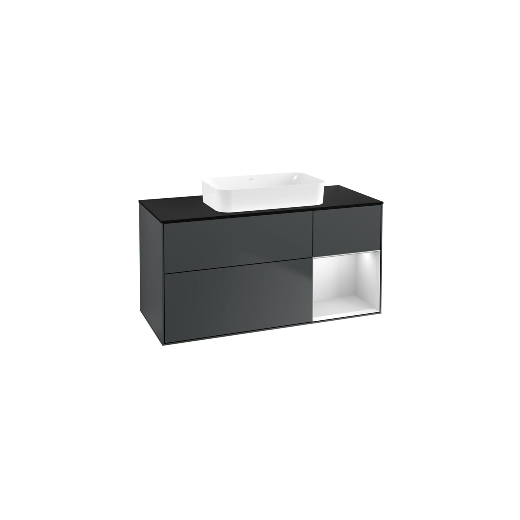 V&B Waschtischunterschrank Wandbeleuchtung Finion 120x60 cm, Rg re wh. m Lac, md bl. m Lac ; Villeroy & Boch