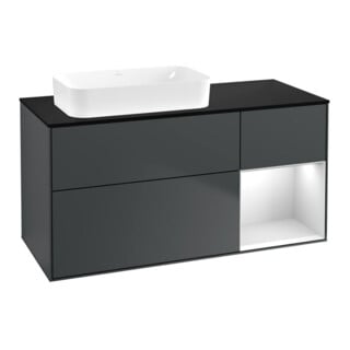 V&B Waschtischunterschrank Wandbeleuchtung Finion 120x60 cm, Rg re wh. m Lac, md bl. m Lac
