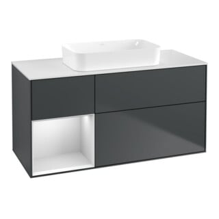 V&B Waschtischunterschrank Wandbeleuchtung Finion 120x60 cm, Rg re wh. m Lac, md bl. m Lac