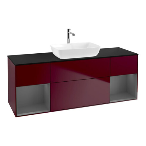 V&B Waschtischunterschrank Wandbeleuchtung Finion 160cm, Pl b m, Reg Anthrac. m Lac, Peo m