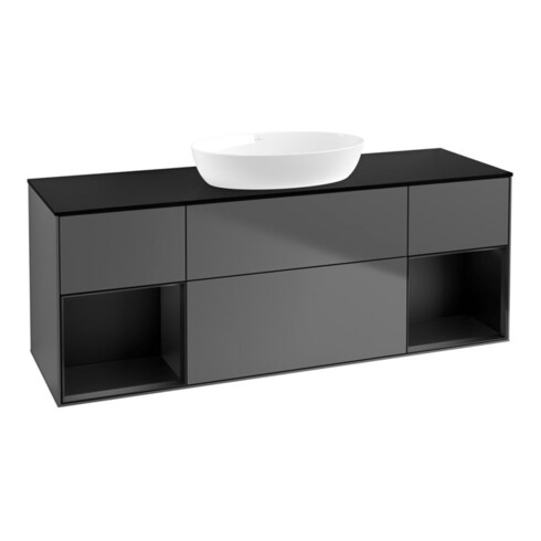 V&B Waschtischunterschrank Wandbeleuchtung Finion 160cm, Pl b m, Reg bla m Lac, Anthrac. m