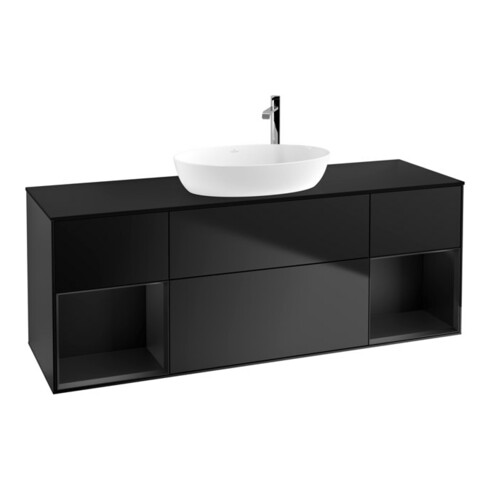 V&B Waschtischunterschrank Wandbeleuchtung Finion 160cm, Pl b m, Reg bla m Lac, bla m Lac