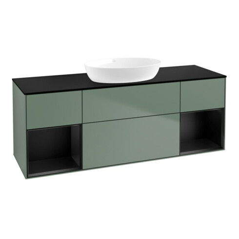 V&B Waschtischunterschrank Wandbeleuchtung Finion 160cm, Pl b m, Reg bla m Lac, Oli. m Lac